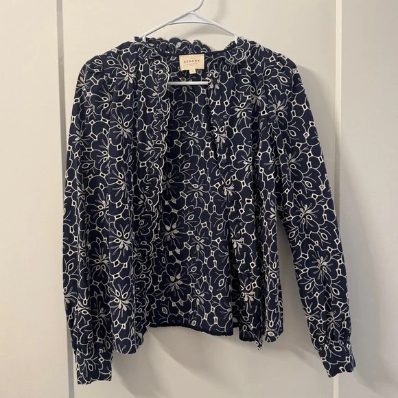 Sezane Navy Mathilda Shirt - Picture 5 of 8